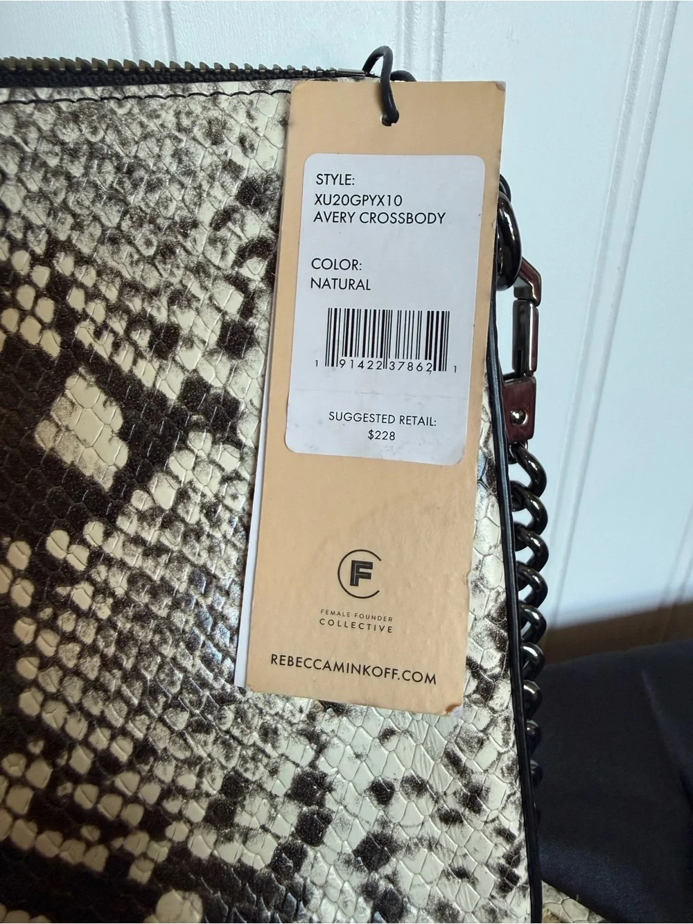 Rebecca Minkoff Avery Snake Print Leather Crossbody Bag NWT $228